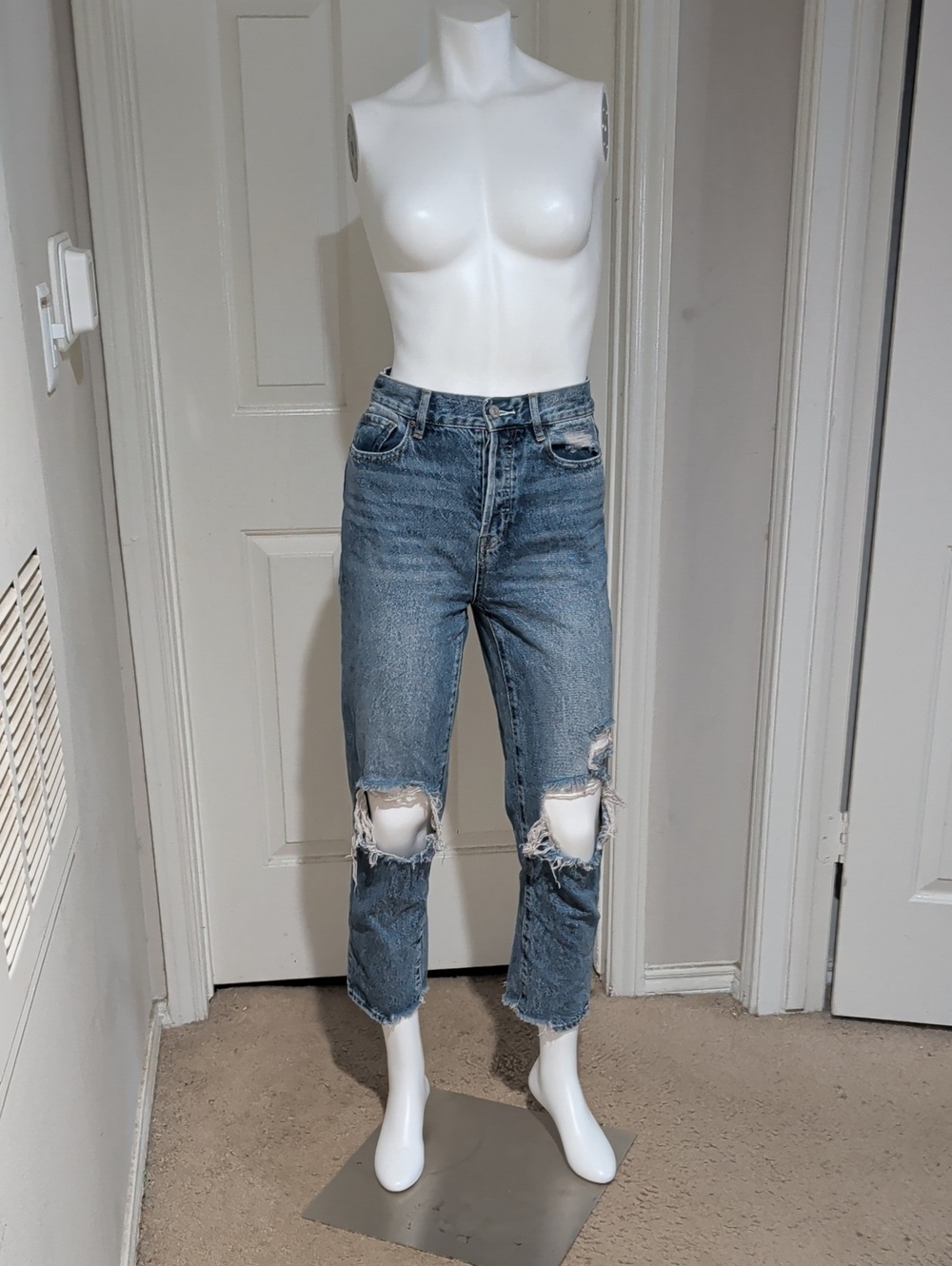 PacSun Light Blue Distressed Cropped Jeans Women's 25 US 100% Cotton